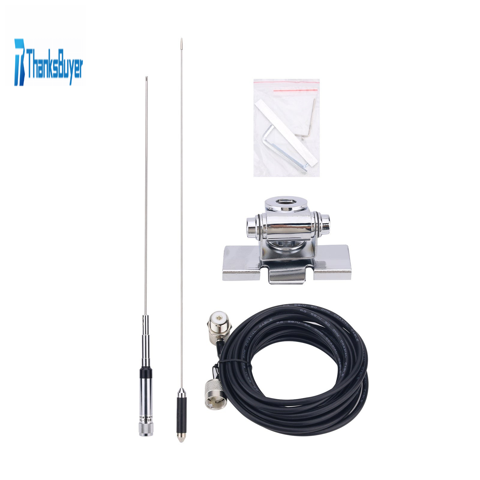Mobile Radio Antenna High-Gain VHF UHF Antenna w/ Antenna Bracket for