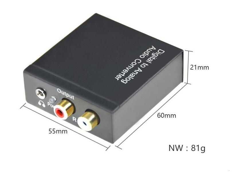 Black Digital to Analog Audio Converter Headphone Port for Audio