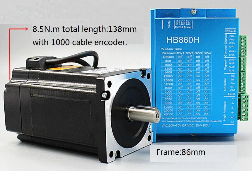 HBS860H Hybrid Servo Stepper Motor Driver 1000RPM 86 Series Closed Loop AC/DC 