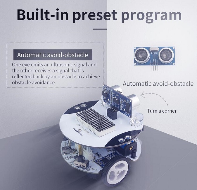Qbot Programmable Smart Robot Car Kit & Ultrasonic Light Sensor for Android APP 