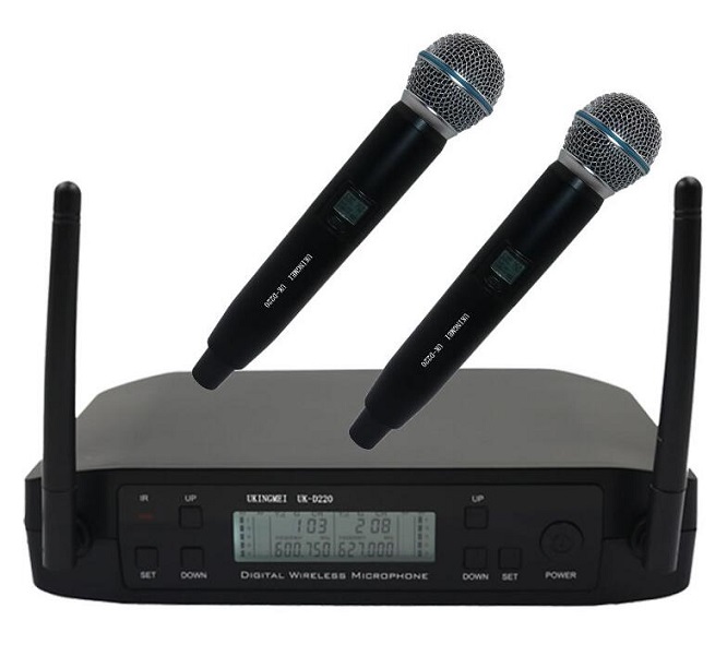 UHF Dual Wireless Microphone System Stage Performances KTV 600627MHz