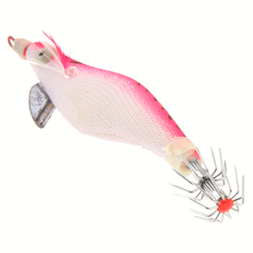 2.0# Wood Fishing Lures Cloth Wrapped Shrimp Shaped With Squid Hook Color Random