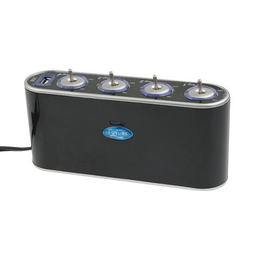 WF-0307 In-Car USB Four Sockets Charger with Switches Black
