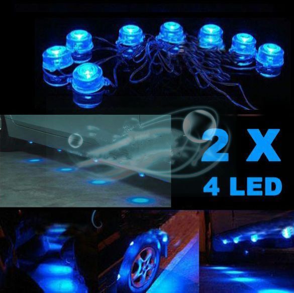 ZY-612  8pcs Blue LED Light Underbody Undercar Decorative Lamp Waterproof Lamps