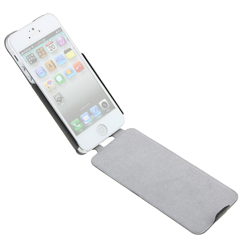 Flip Style Leather Case for iPhone 5 Black/White