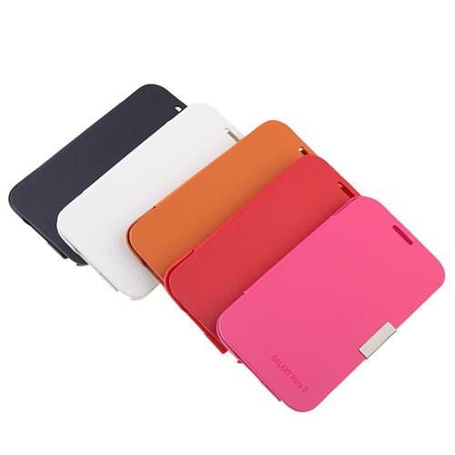 Back Plastic Case With Front Leather Cover for SS Galaxy NoteII N7100