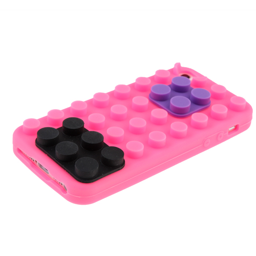 Brick Block Silicone Rubber Skin Soft Back Case Cover for iPhone 5