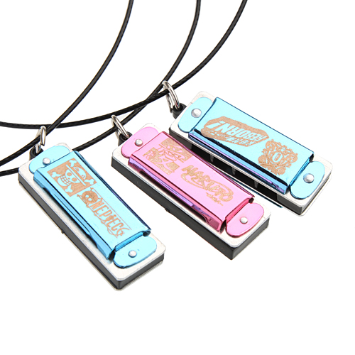 Mini Cartoon Harmonica 4-Hole 8-Tone With Necklace