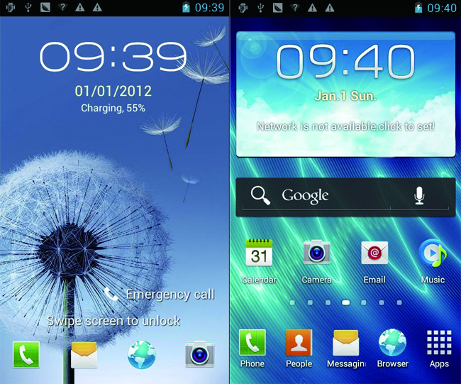 N7077 Smart Phone Android 4.0 MTK6577 Dual Core TV 3G GPS 5.2 Inch Screen- Black