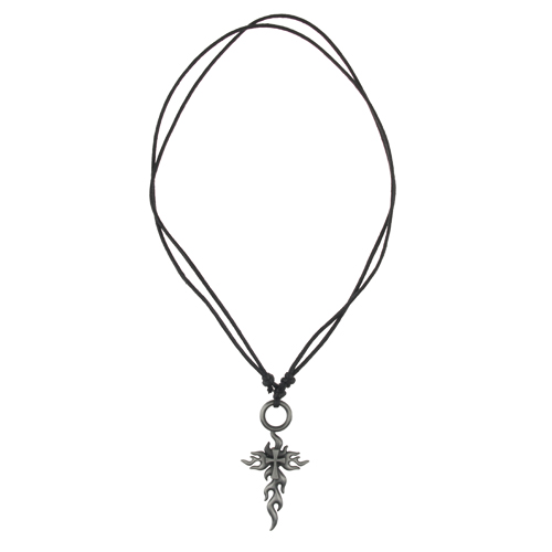 Double-layer Chain Blaze Cross Pendant Necklace