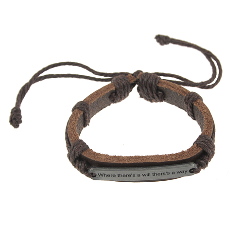 Hand-made Proverb Pattern Cowhide Bracelet