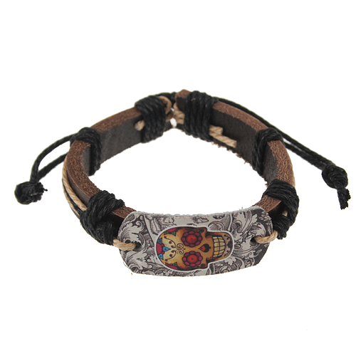 Cool Skull Pattern Cowhide Bracelet