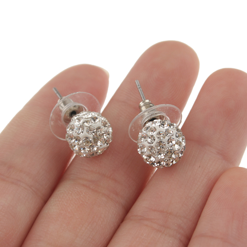 Ball Style Rhinestone Decor Earrings Jewelry