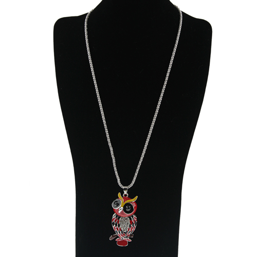 Owl Pendant Rhinestone Decor Necklace Jewelry