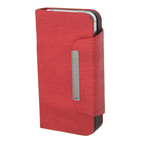 Good Quality 2450mAh External Battery Flip Leather Charger Power Case for iPhone 4/4S  2 Colors