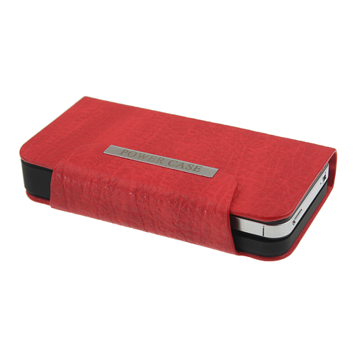 Good Quality 2450mAh External Battery Flip Leather Charger Power Case for iPhone 4/4S  2 Colors