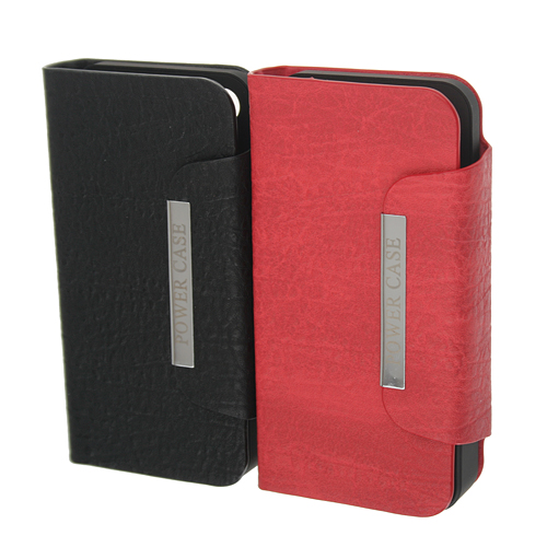 Good Quality 2450mAh External Battery Flip Leather Charger Power Case for iPhone 4/4S  2 Colors