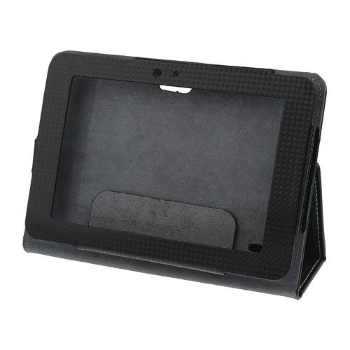 Black Stand Folio Leather Case For Ainol Novo 7 Flame Green Rim
