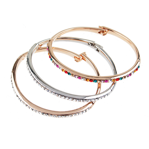 Lady Fashion Glittery Rhinestone Decor Bracelet Jewelry