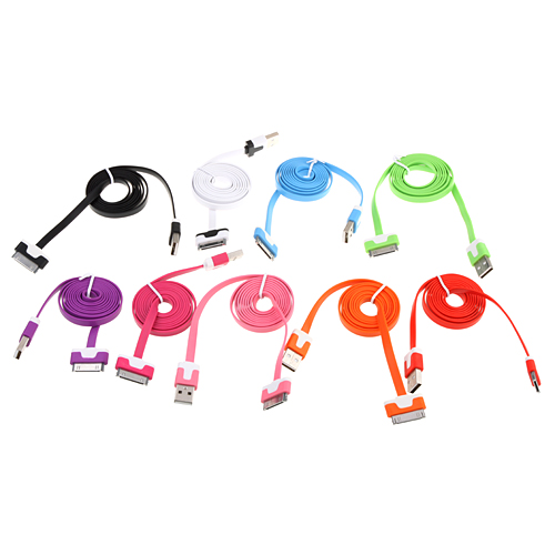 Flat 1M Colorful USB Data Cord Sync Cable for Apple iPod iPad iPhone  9 Colors