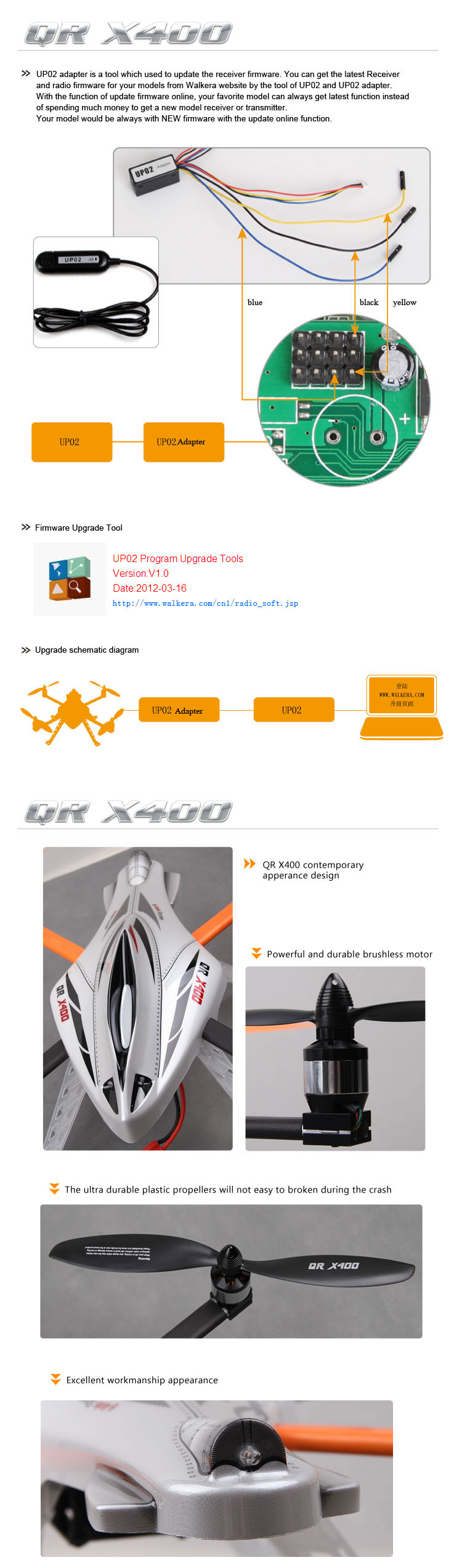 Walkera New QR X400 BNF 6-Achsen-Gyro UFO Quadcopter without Transmitter  with Aluminum Case