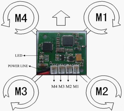 DSM2 Receiver 4-axis Flight-Ctrl Board for JR/Spektrum