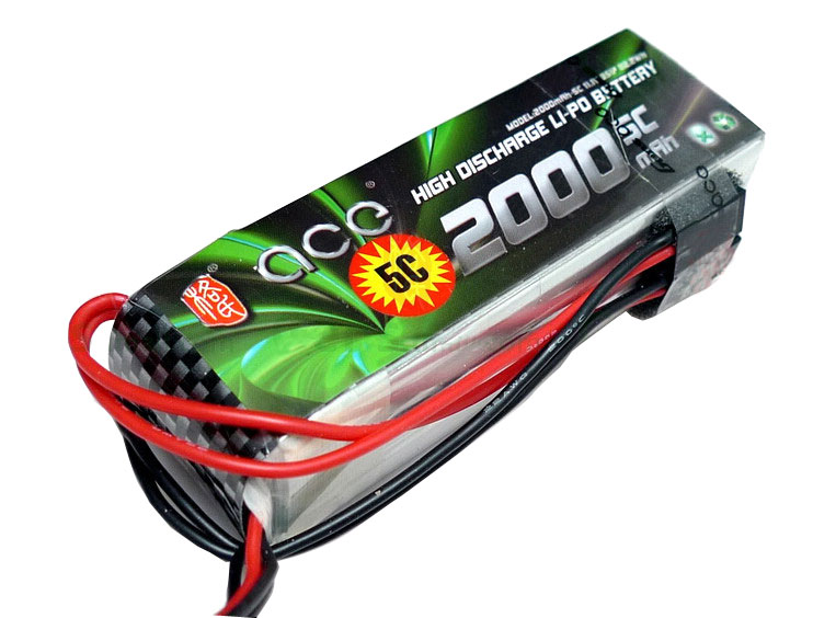 ACE 11.1V 2000mAh 5C LiPo Battery Pack futaba JR Double-headed