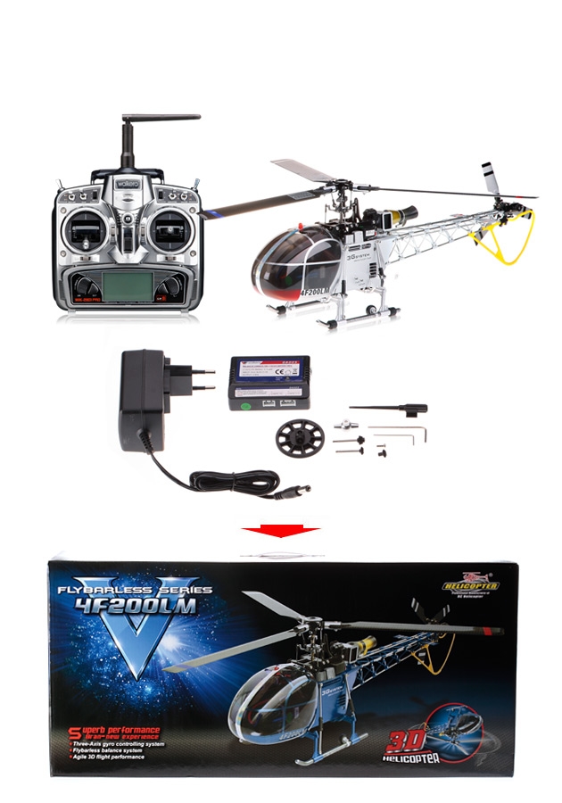 Walkera HM 4F200LM 8-CH RTF helicopter WK2801 (2.4 GHz Silver Edition)