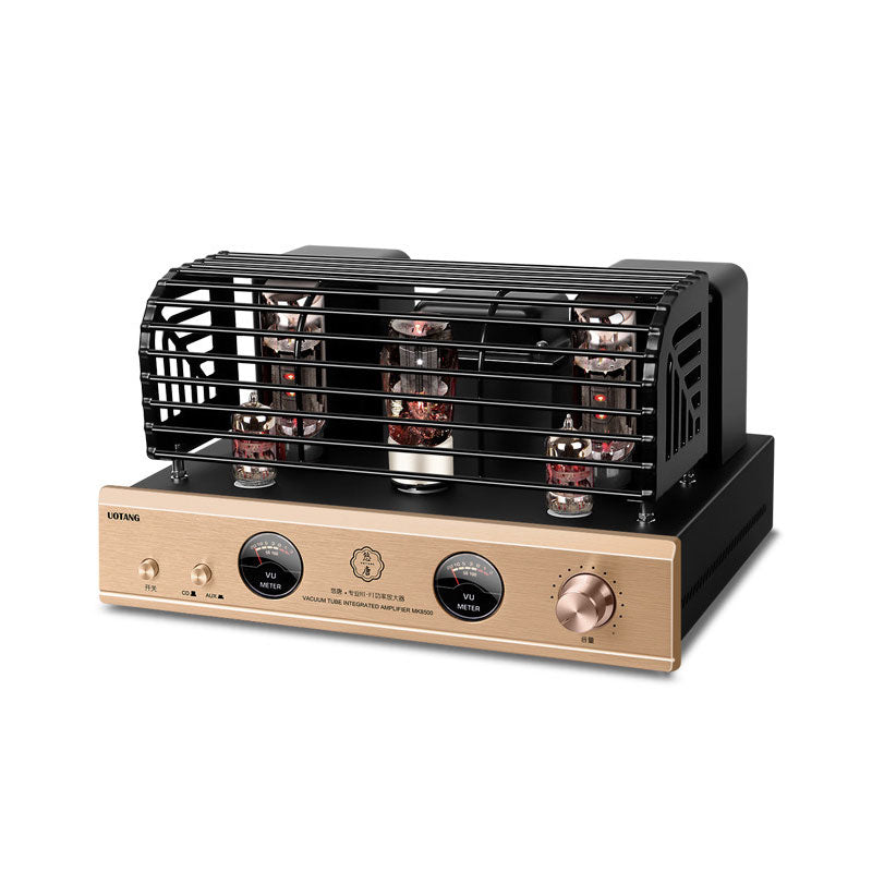 UOTANG MK8500 12Wx2 Hifi Vacuum Tube Integrated Amplifier Class A Tube Amplifier with Two VU Meters