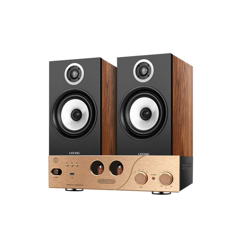 UOTANG D338 Set (2PCS T118Pro 6.5-Inch 2.0 Bookshelf Speakers + MK8200 80Wx2 Tube Amp + Optional MT901 CD Player)