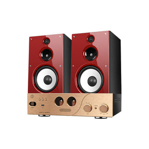 UOTANG D398 Set with 2PCS T318 3-Way 8-Inch Speakers (Red/Walnut Colo) + MK8200 Tube Amp + Optional MT901 CD Player