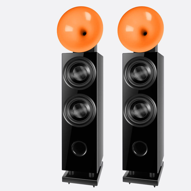 2PCS UOTANG T618 Floorstanding Speakers HiFi Horn Tweeters Dual 8-Inch Woofer (Golden Orange/Moon White)