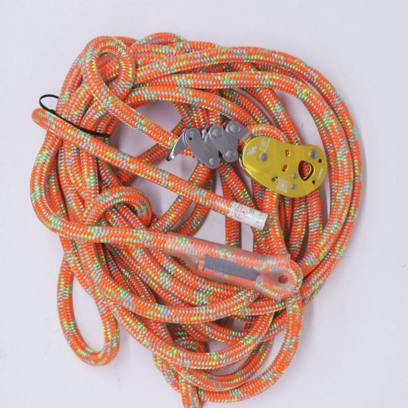 Golden Rope Grab 150KG Load High-altitude Operation Protection Auxiliary Device with Orange Rope