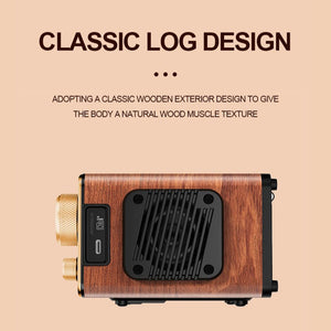 HanRongDa HRD-802S Wooden Box 76-108MHz Multifunctional Dual Band Smart Radio Receiver 2CH Bluetooth Speaker with Optional W3 Signal Repeater
