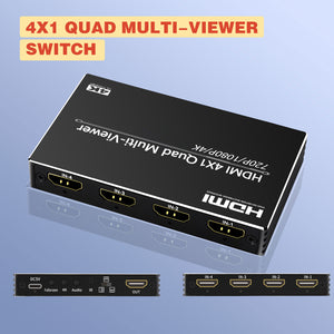 NK-BT41 720P/1080P/4K HDMI-compatible Splitter 4-IN 1-OUT Multi-Viewer 4-Channel Video Distribution