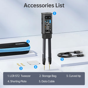 FNIRSI LCR-ST2 Portable 2-IN-1 Digital Smart Bridge Tweezers Dual Mode High Precision LCR/ESR Meter with Kelvin Test Clip