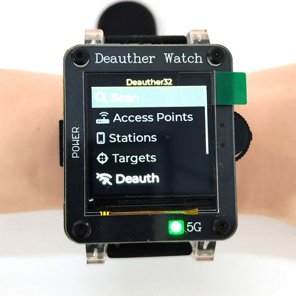 Thanksbuyer Deauther32 Watch MINI-5G Geek Watch ESP32-C5 WiFi 2.4GHz&5GHz Network Security Testing and Learning Tool