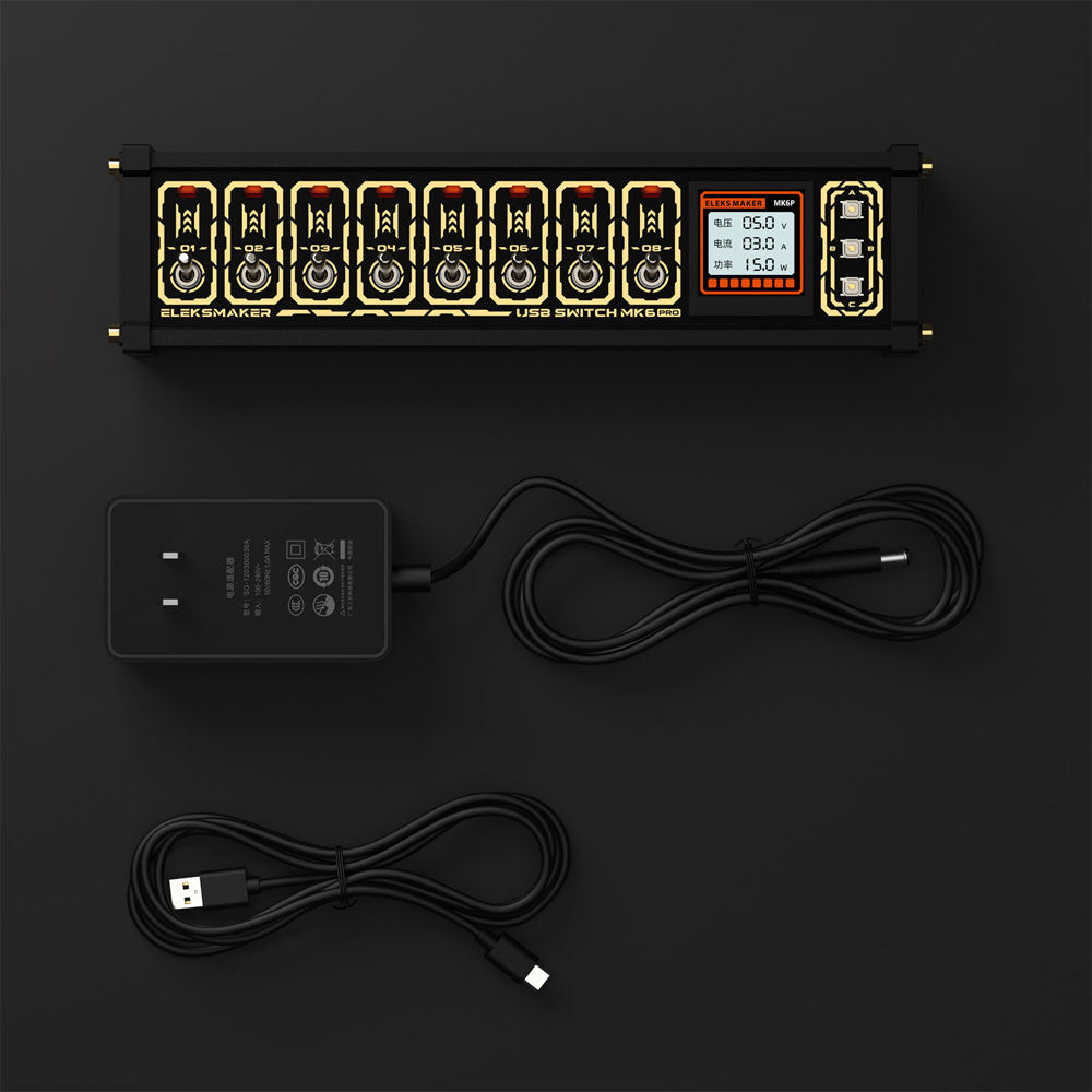 EleksMaker NK6PRO 35W USB Switch Hub 8-Channel USB Expansion Hub with 1.54-inch Color IPS Screen