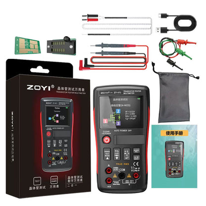 ZOYI ZT-XT1 2-IN-1 Portable Transistor Tester High Precision Multimeter Automatic Recognition with 2.4-Inch IPS Screen