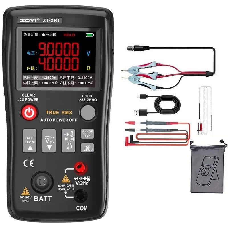 ZOYI ZT-XR1 2-IN-1 Lithium Battery Internal Resistance Tester 25000 Counts Digital Multimeter + Optional Probe