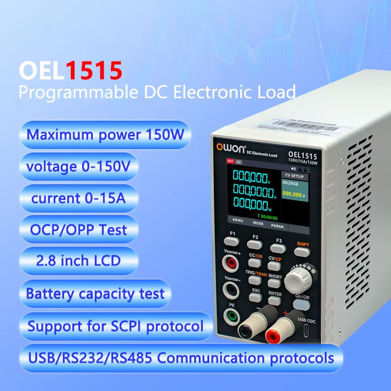 OWON OEL Series Programmable DC Electronic Load Tester Digital Battery Capacity Tester with 2.8-Inch TFT Screen