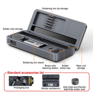 FNIRSI HS-02A/HS-02B Portable Soldering Iron + Tips + 100W Power Adapter Set with Toolbox Mobile Workbench