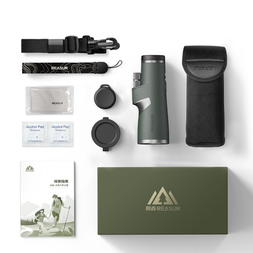 REASUR 10X50/12X50 Portable Monocular ED Micro Flat Field Telescope for Outdoor Camping/Hiking/Bee Finding
