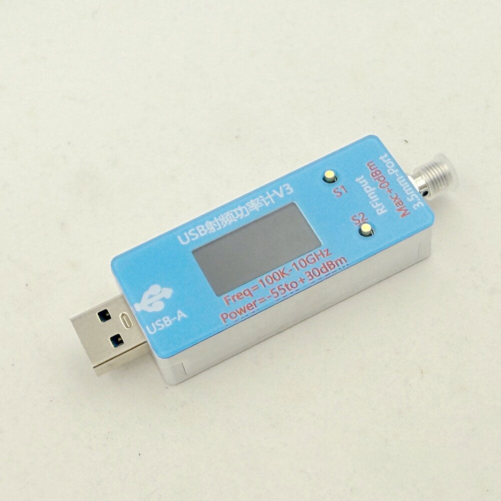 RF-Power-Meter-V3.0 100K-10GHz -55~+30dBm Portable USB Simple RF Power Meter with 8GHz/2W/30DB Attenuator