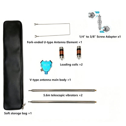 HamGeek GH-V9 V-Type Telescopic Shortwave Antenna 7–430MHz HF/VHF/UHF Portable Ham Radio Antenna
