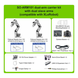 6DOF SO-ARM101 Pro Dual Follower Arm Robotic Arm with TPU Gripper Optional 2MP Camera for XLerobot