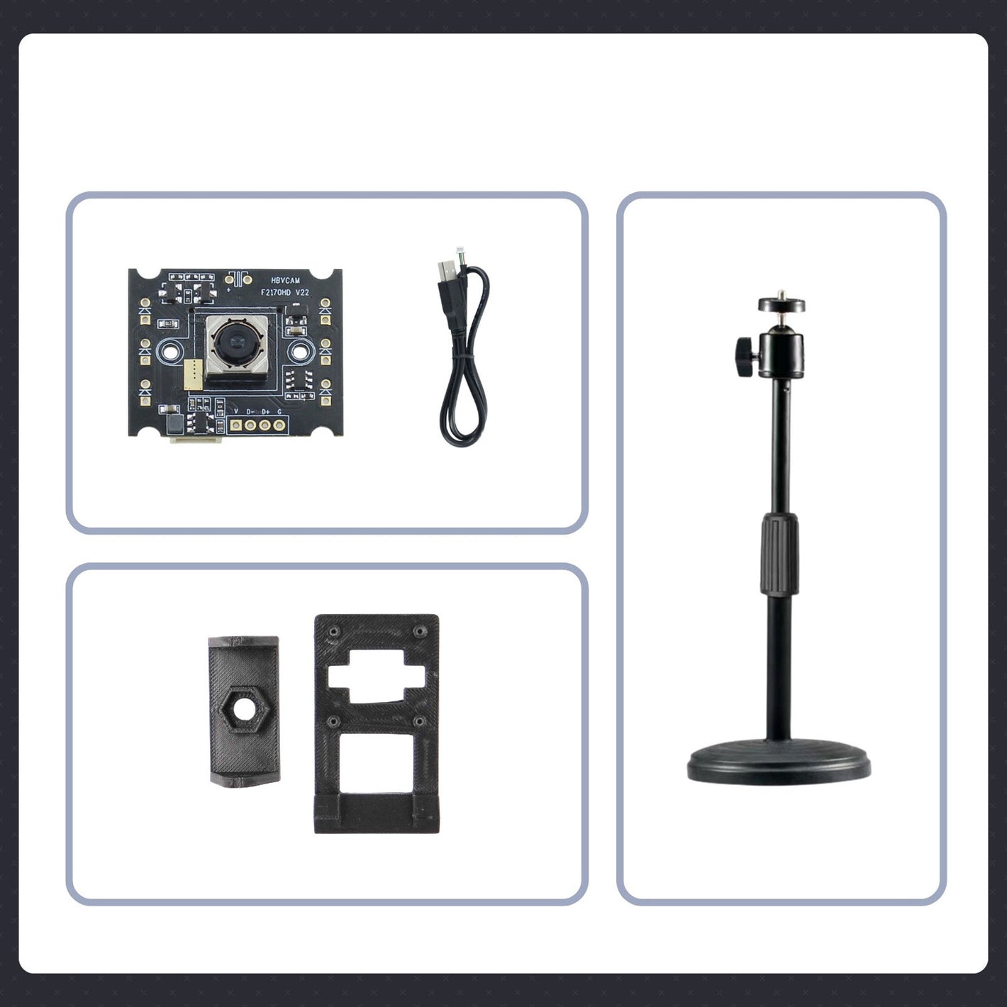2MP 30FPS Desktop Camera Auto Focus Camera with Stand for 8DOF Amazing Hand and SO-ARM101 Robotic Arm