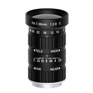 6MP 7-36MM F2.8 Wide Aperture Industrial Camera Vari-focal Lens Manual Zooming Lens with C-Mount
