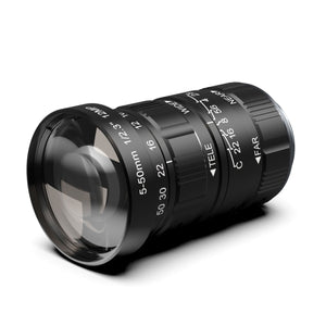 12MP 5-50MM F2.8 Wide Aperture Industrial Camera Vari-focal Lens Manual Zooming Lens with C-Mount