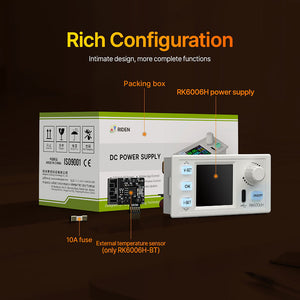RIDEN RK6006H/RK6006H-BT High Precision Auto Buck/Boost DC Power Supply 360W 0-60V/0-60A Output with 1.54-Inch LCD